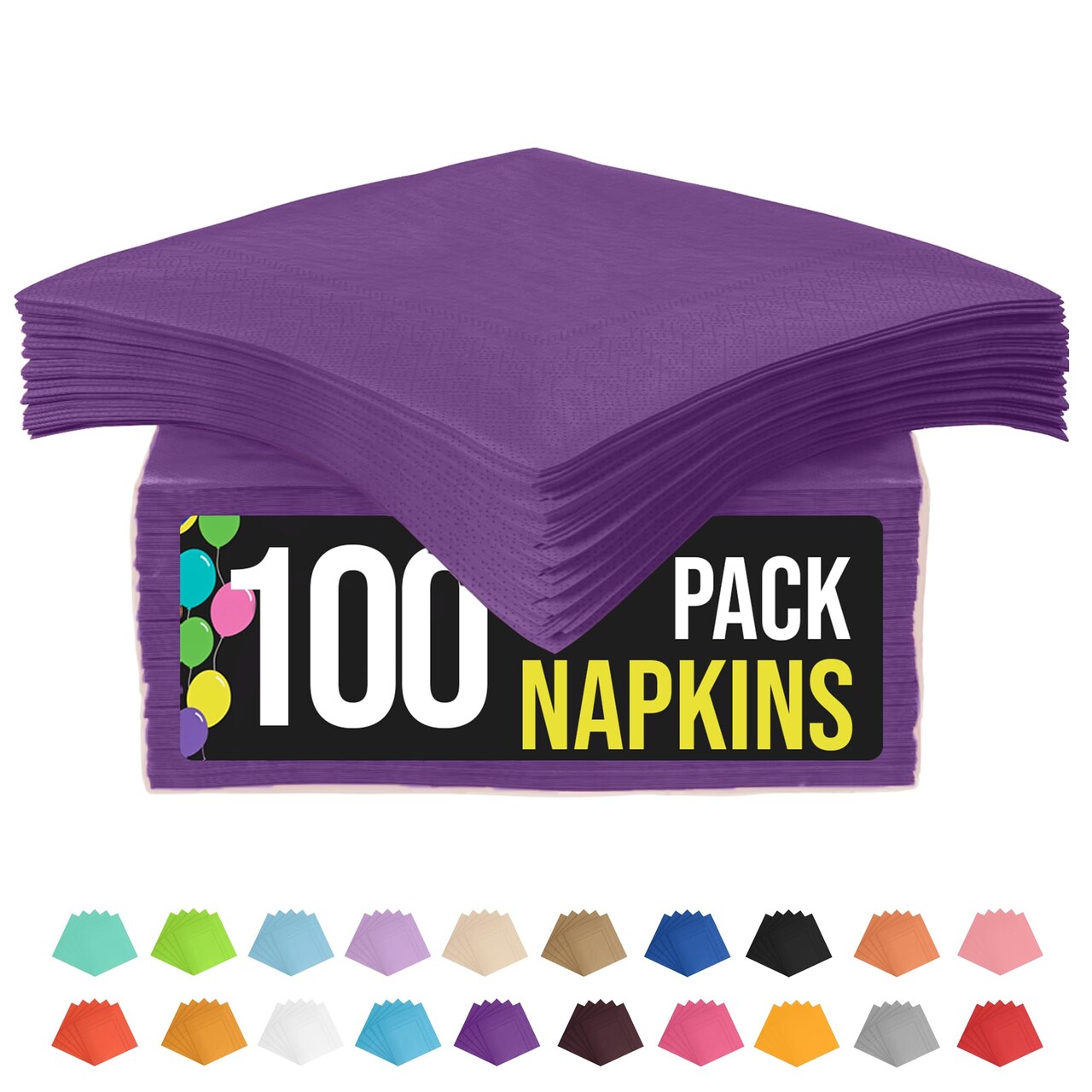 Party Solids Paper Napkins Disposable Everyday 100 Pcs 2 Ply Napkins Paper Everyday For Parties & Party Supplies